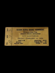 Golden Gloves Boxing Tournament 1956 Ticket Stub Full Ticket Beaumont RARE - Picture 1 of 4