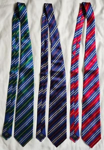 Lot of 3 Dunhill Men's Ties Logo Multicolor Striped Silk Cotton - Picture 1 of 7