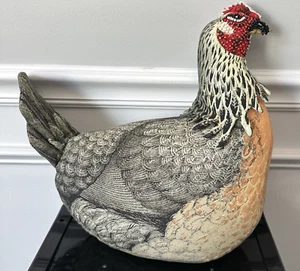 John Derian Chicken Pillow 14" x 13" Plush Beaded Novelty Home Decor Farmhouse - Picture 1 of 10