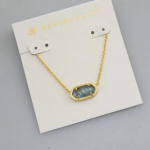 NEW Kendra Scott Elisa Abalone Shell Pendant Necklace Gold
