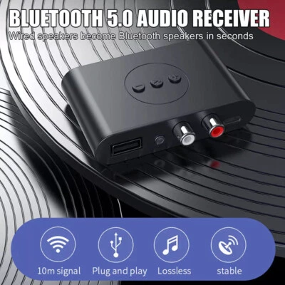 Bluetooth 5.2 Receiver Wireless 3.5mm Jack AUX to 2 RCA Audio Stereo Adapter - Image 1 of 4