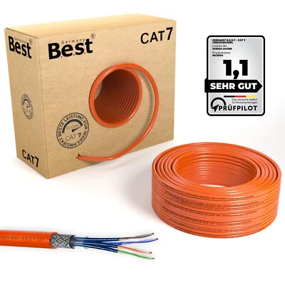 CAT.7 Verlegekabel BESTGigabit Netzwerkkabel KUPFER Lan 1000Mhz S/FTP 100m AWG26 - Bild 1 von 4