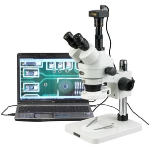 AmScope 3.5X-180X Manufacturing 144-LED Zoom Stereo Microscope with 1.3MP Digita - Picture 1 of 8