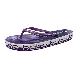 Bebe Kinley Flip Flop Thong Signature Purple White Women's Sandal Size 11 M - Picture 1 of 8