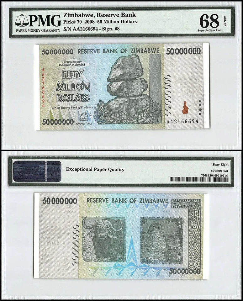 Zimbabwe 50 Million Dollars, 2008, P-79, PMG 68 - Image 1 of 1
