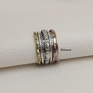 Solid 925 Sterling Silver Spinner Ring Meditation Handmade Jewelry OW23 - Picture 1 of 8