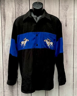 Camisa Buffalo Country Para Hombre Grande Western Rodeo Caballo Azul Negro De Colección Foto 1 de 4
