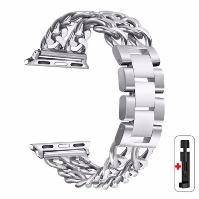 Pulseira de corrente denim para Apple Watch Series 11 10 9 8 7 6 5 4 40/44/41/45mm - Imagem 1 de 4