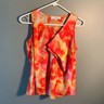 Ann Taylor LOFT Womens Size Medium Petite Sleeveless Blouse V Neck Floral Ruffle
