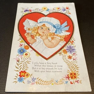 VTG Valentines Day Postcard Cute Little Girl Made In USA 456 - Bild 1 von 2