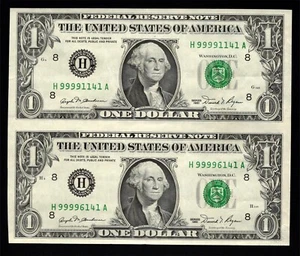 US $1.00 Uncut Pair - F. R. Notes - 1981 - St. Louis Fed. - Uncirculated - Picture 1 of 1