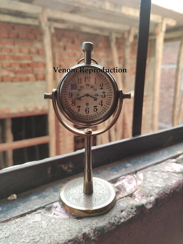 Brass Nautical Antique Table Clock , Handmade Antique Clock, Vintage Marine desk Cover