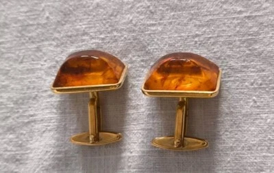 Alte Manschettenknöpfe Americ Gold   Bernstein  Prisma  Edel  Cufflinks Vintage  - Bild 1 von 4