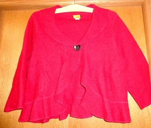Woman's sz XL - Red TOPPER - Ruby Rd - 100% wool - Flounces - Unlined - SHARP - Picture 1 of 3