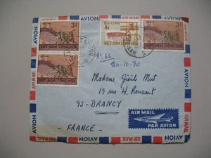 Viêt-Nam - Saigon Lettre pour la France  1970 bel affranchissement composé n°66 - Foto 1 di 1