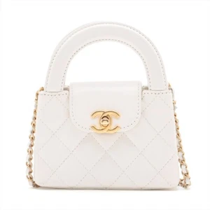 Chanel Matelasse Leather Chain Shoulder Bag White Gold Metal Fittings - Picture 1 of 11