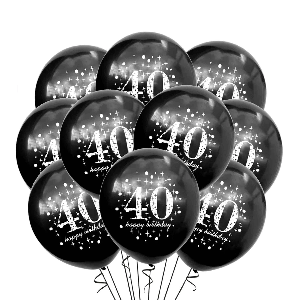 Globos de Feliz Cumpleaños 40 12" Look Quién Tiene Cuarenta Negros Tema Decoración Ideas Fiesta Foto 1 de 1