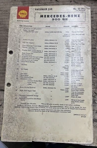 Mercedes Benz 300 SE genuino, tabla de lubricación, carcasa, tarjeta encerada, ver fotos - Imagen 1 de 2