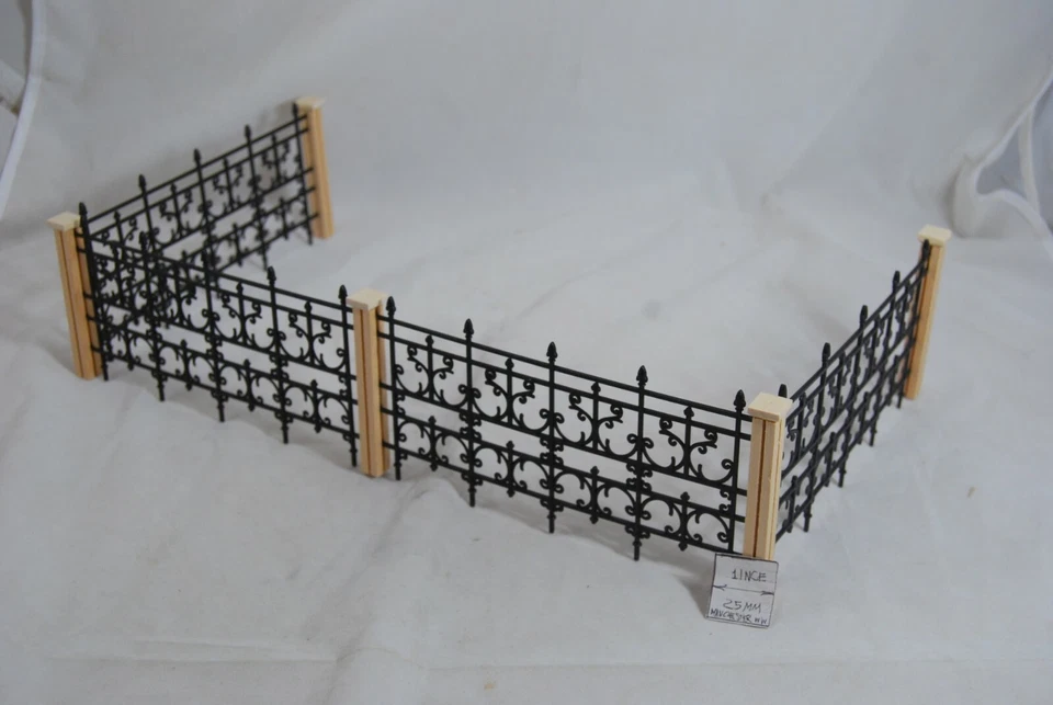 VICTORIAN FENCE  POST SET  9pcs - 3-1/2" high fits   C14   1/12   MWC142 - Image 1 of 4