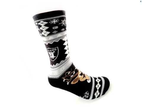 Oakland Raiders NFL Holiday Knit Crew Socks, Sz L (10-13) Cover