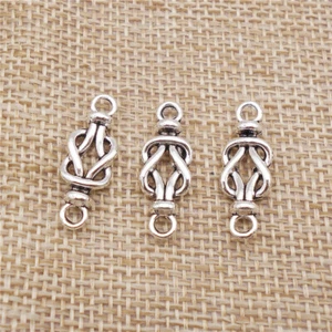 20 Stck. Antik Silber Chinesischer Knoten Legierung Charm Glück Anhänger Armband Zum Selbermachen 24x9mm - Bild 1 von 6