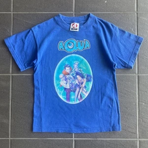 Vintage 90s Aqua Band T Shirt ACME Merch Blue Pop Group Graphic Tee Size 8 - Picture 1 of 11