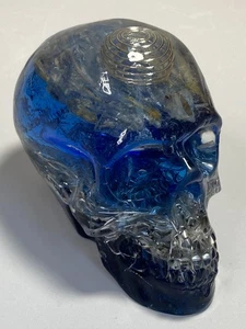 Blue Kyanite Orgonite Crown Chakra Skull ~4"x2.25"x2.75" 11.1 oz Made in USA - Picture 1 of 3