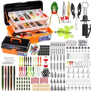 Large 3 Layers Tackle Box with Fishing Tackle Included, 423 Pcs Fishing Lures... - Picture 1 of 7