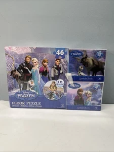 Disney Frozen 3ft Floor Puzzle with Set of 2 Lenticular Puzzles Brand New Sealed - Picture 1 of 13
