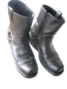 X-Element Motorcycle Riding Biker Boots Men's Size 12 Wide Black Leather Harness - Picture 1 of 23