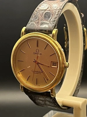 Omega Constellation vintage, cuarzo, con fecha + hebilla y correa originales ~ 1980 Foto 1 de 4