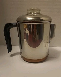Vintage Revere Ware Percolator 1801 4 Cup Coffee Pot Copper Clad Stainless Steel - Picture 1 of 17