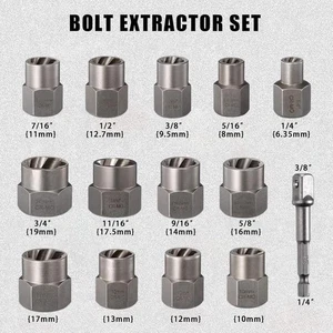Nut Remover Stripped Extraction Socket Tools 14PCS  Impact Bolt Extractor Set θ - Picture 1 of 13