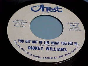 DICKEY WILLIAMS -YOU GET OUT OF LIFE/OLD BALD HEADED MAN- EX VINYL & GREAT AUDIO - Picture 1 of 2