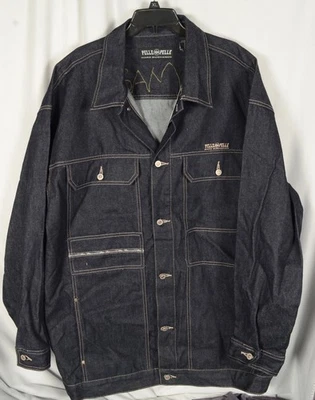 Jaqueta jeans Pelle Pelle vintage folgada anos 90 Y2k Marc Buchanan GG nova amostra - Imagem 1 de 4