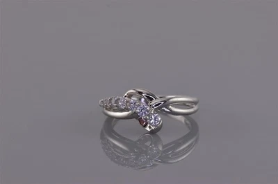 Anillo de plata esterlina graduado con zafiro blanco viaje banda arremolinada 925 talla: 7 Foto 1 de 4