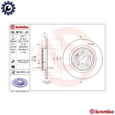 2x BRAKE DISC 08.B741.41 FOR MERCEDES-BENZ M271.861/860 1.8L M 274.920 2.0L 4cyl - Image 1 of 4