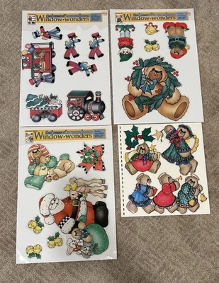 JUEGO 4 VINILOS VINTAGE 87-93 DAISY KINGDOM Navidad VENTANA ADHESIVA Decoración Ventana Set de 4 Foto 1 de 4