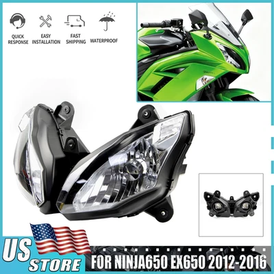 Conjunto de faros aptos para Kawasaki Ninja 650 EX650 luz de faros 2012-2016 Foto 1 de 4