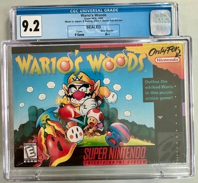Wario's Woods Super Nintendo SNES CGC 9.2 A++ SEALED V-Seam 1998 - Image 1 of 4