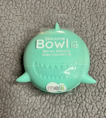 Melii Silicona Niños Tiburón Cuenco con Tapa Azul Claro Nuevo Foto 1 de 4