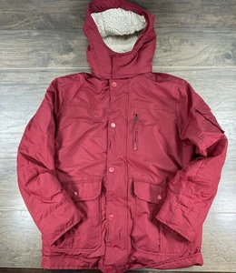 Hollister Jacket Mens Large Red Coastal Trail Parka Full Zip Hooded - Picture 1 of 12