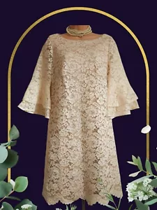 Eliza J 157794 Women's Bell Sleeve Lace swing Dress Bateau Neck Ivory Size 12 - Picture 1 of 4