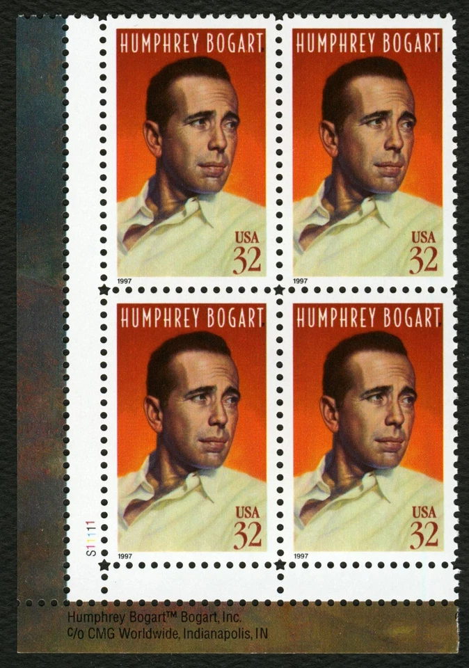 #3152 32c Humphrey Bogart, Plate Block [S11111 LL] Mint **ANY 5=FREE SHIPPING** - Image 1 of 1