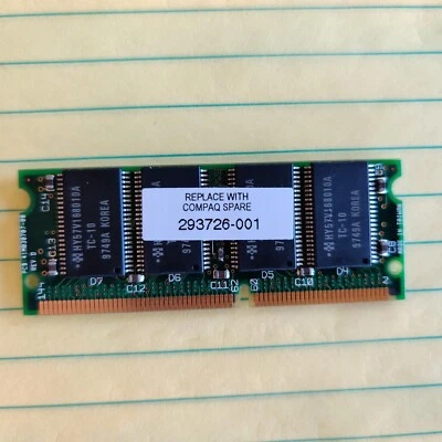 293726-001 Compaq 16MB PC66 66MHz non-ECC Unbuffered CL2 144-Pin SoDimm Memory M - Image 1 of 2