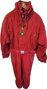 Men's BOGNER Snowsuit Sz 40 Ski One Piece Bib JUMPSUIT Tribal Embroidered VTG - Picture 1 of 19