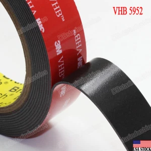 3M 1" VHB Double Sided Foam Adhesive Tape 5952 Grey Strong Industrial Grade 9 ft - Picture 1 of 3