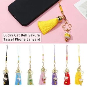 Lanyard Bag Charm Tassel Phone Lanyard Lucky Cat Cell Phone Hang Rope Bells - Photo 1 sur 19