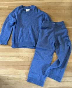 Zara Girl Blue Knit Sweater Set Top Pants 11/12 11 12 - Picture 1 of 1