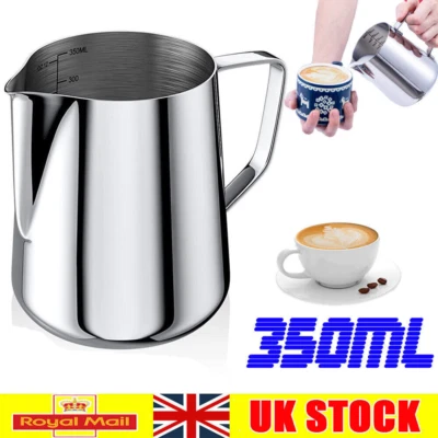 NO BRAND 350ml Stainless Steel Milk Pour Pot Coffee Frothing Jug Container Metal Cup Mug